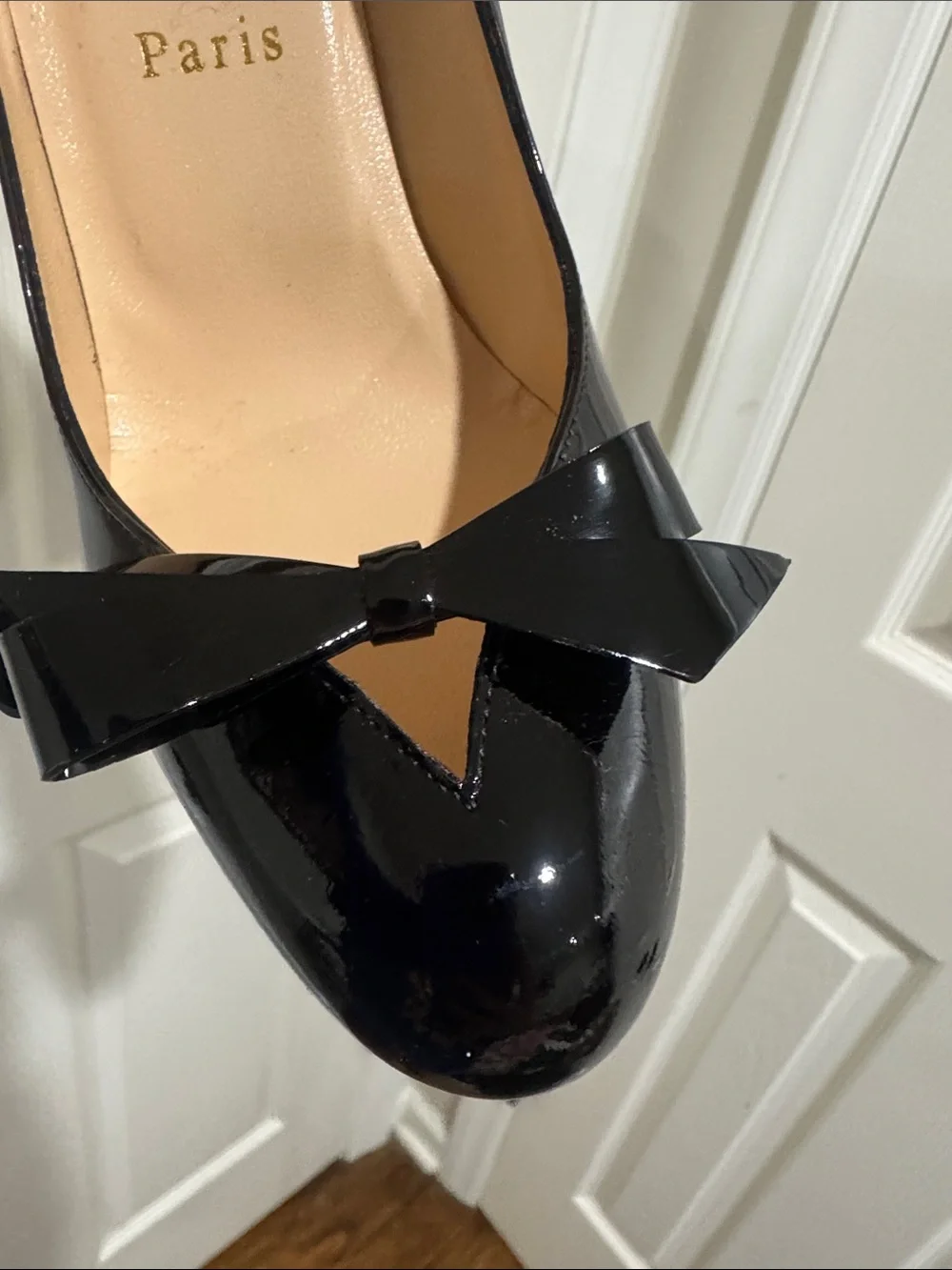 Christian Louboutin/Black Patent 4” Heels with Bow On Toe/US Size 6.5/NWOT! - Picture 10 of 16